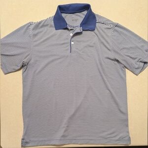 Walter Hagen Men's Blue Striped Polo Shirt - Classic Short Sleeve